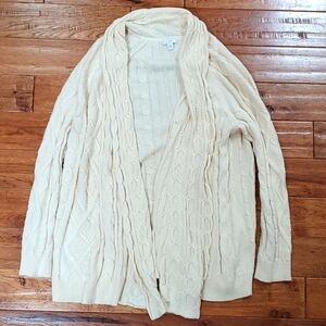 J.Jill cable knit fisherman cream cardigan duster
